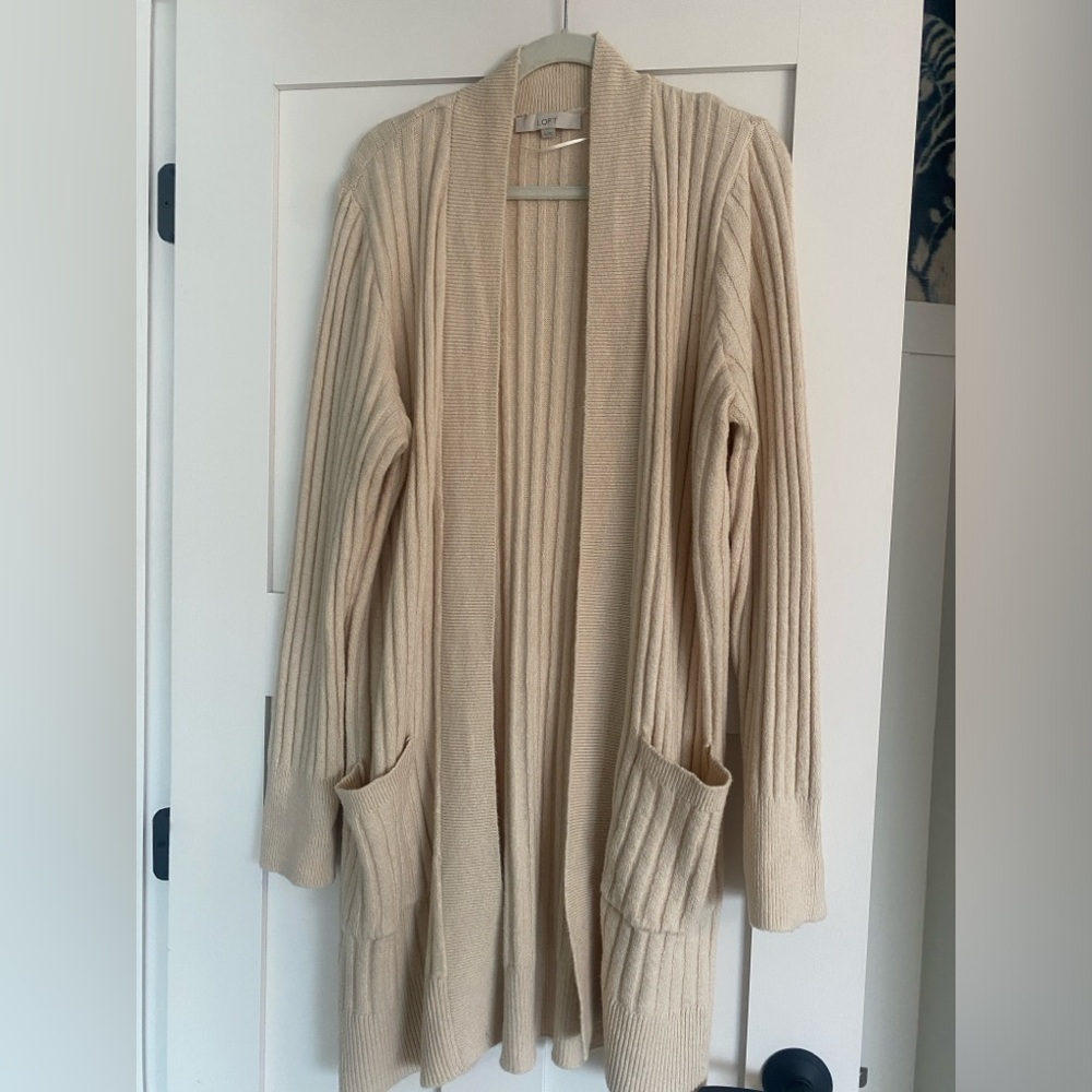 LOFT Ribbed Open Cardigan